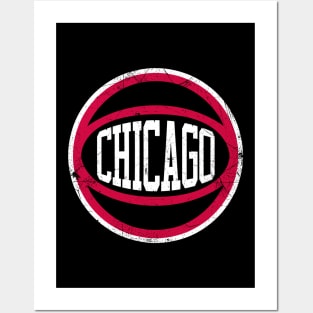 Chicago Retro Ball - Black Posters and Art